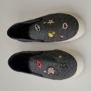 Steven by Steve Madden Gerry Gray Flannel Slip On Cool Charms Loafers Womens 8M